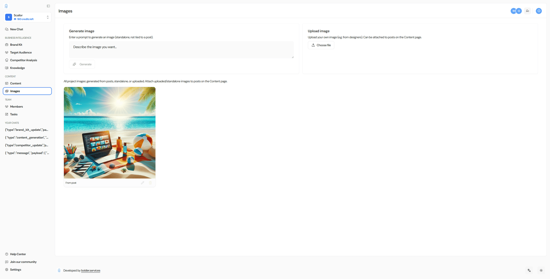 Images: generate and manage project images, attach to posts